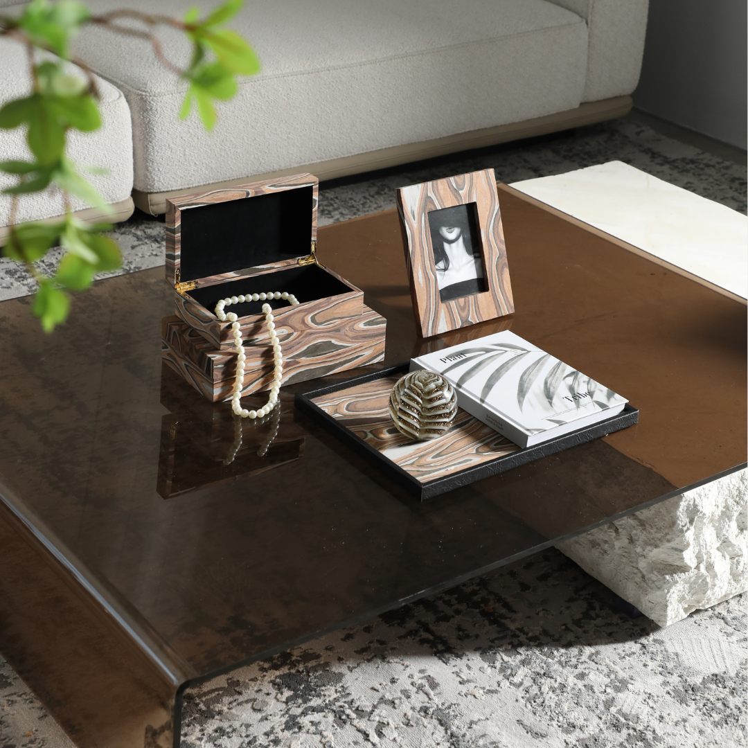Dune Wood Grain Leather Box