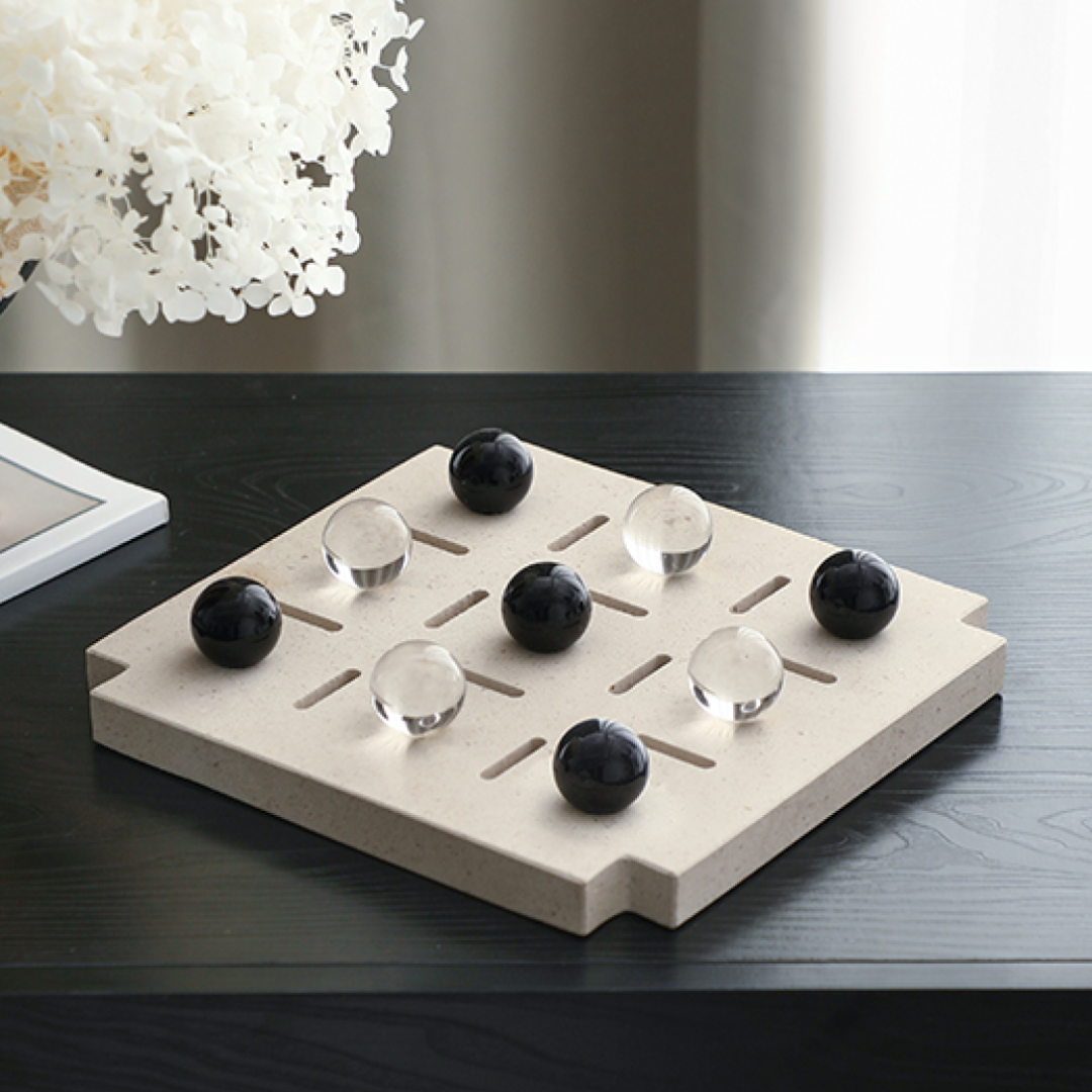 Nine-Bead Stone Tic Tac Toe